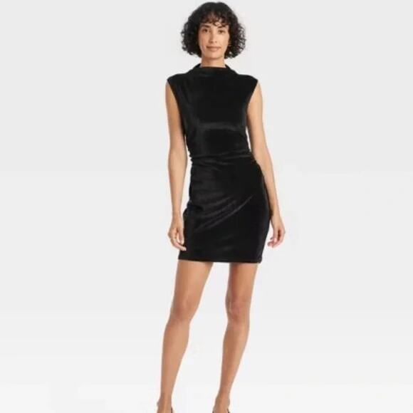 A New Day Velour Side Ruched Drapery Bodycon Dress - Picture 1 of 3
